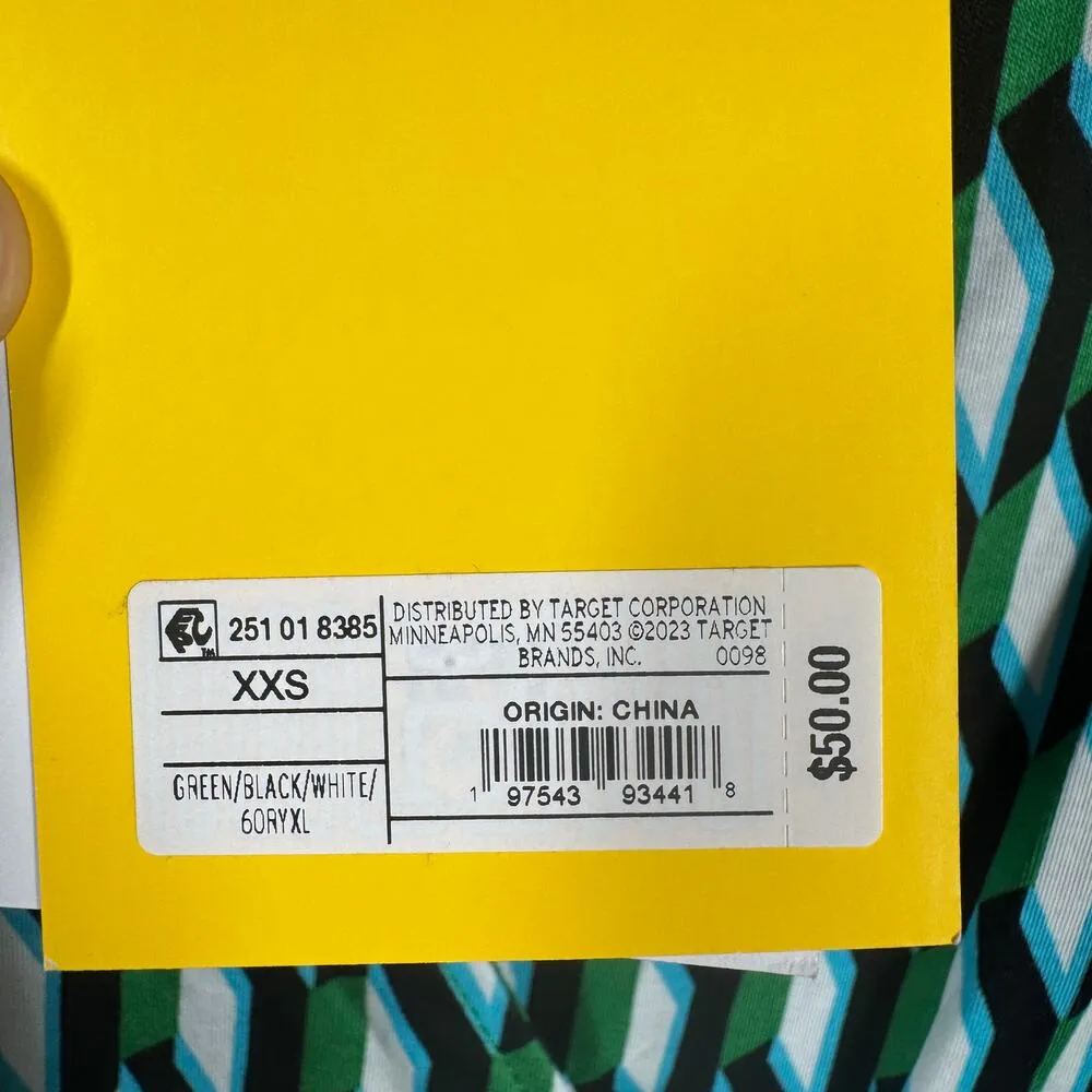 Diane Von Furstenberg x Target Dress Women XXS NWT Midi Arrow Geo Green Wrap - Image 5