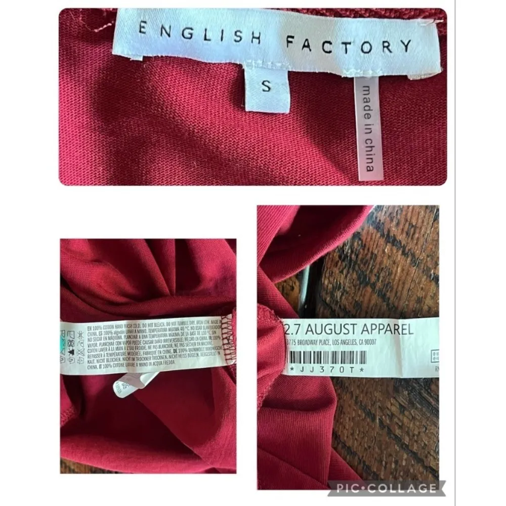 English Factory Puff long sleeved Burgundy top, Size Small - Image 9
