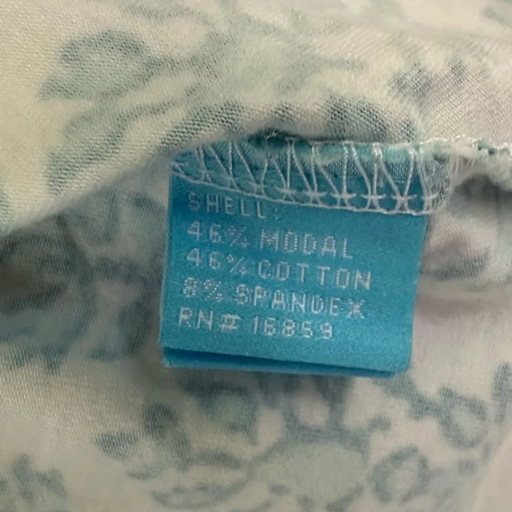 J. McLaughlin Short Sleeve Knit Tee T Shirt Women’s XL White Turquoise Blue - Image 6