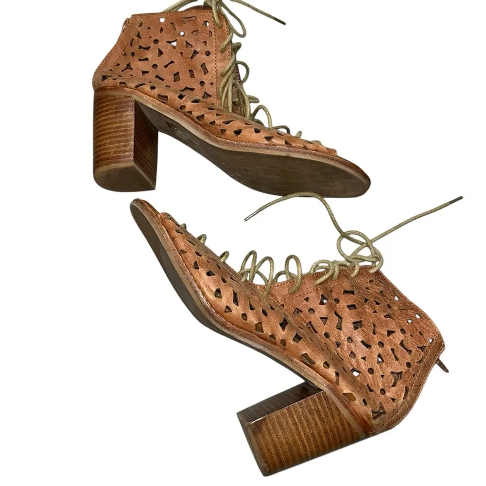 Jeffrey Campbell Brown Leather Cors-Daisy Lace Up Booties Sandals Shoes size 8 - Image 8