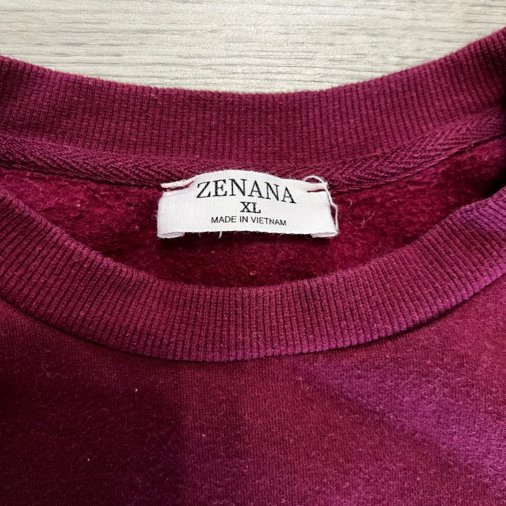 Zenana Cropped Sweatshirt with Balloon Sleeve arms size XL - Image 2