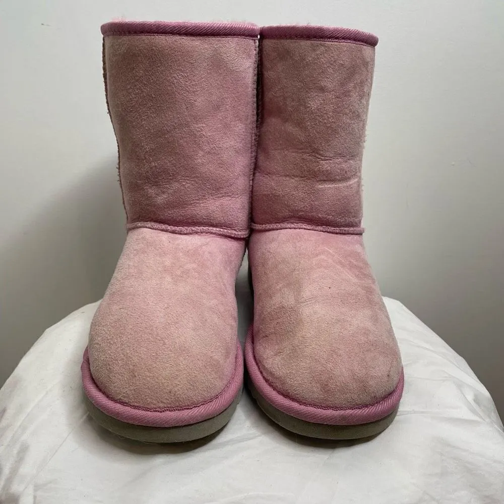 UGG Australia Classic‎ Short 5825 Leather Sheepskin Lined Winter Boots Pink 8 - Image 2