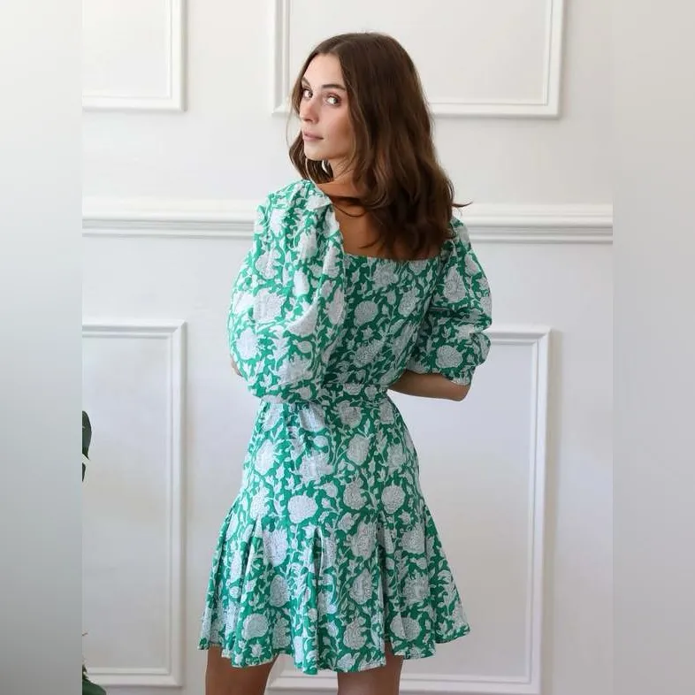 Mille Anais Belted Mini Dress Green Zinnia Size Medium NWOT - Image 9