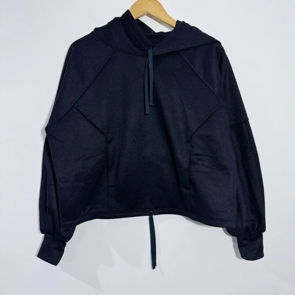 PRANA Ziller Sweatshirt‎ Boxy Oversized Wool Blend Navy Athletic Hoodie Small - Image 2