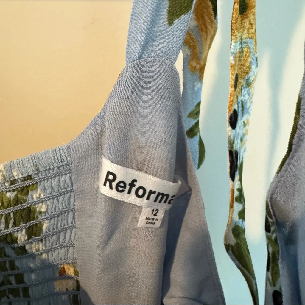 NWT Reformation Besse Dress in Amalfi Blue & Yellow | Size 12 - Image 9