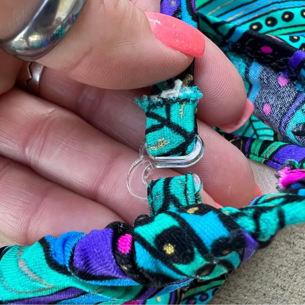 Vintage Catalina Teal Purple Paisley French high Cut Bikini Swimsuit Set - Image 8