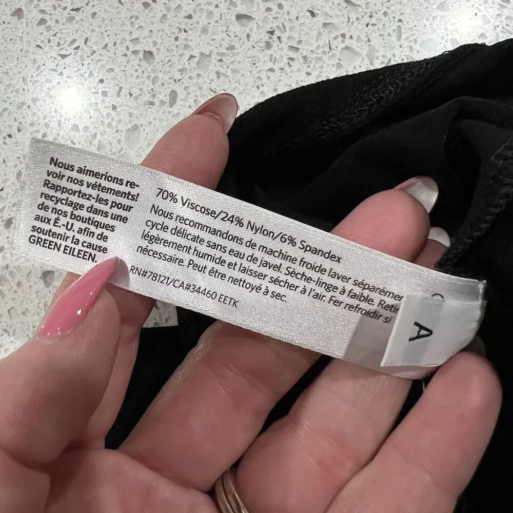 Eileen Fisher Woman’s M Stretch Crepe Ankle Pants Trousers Black Elastic Pull On - Image 7