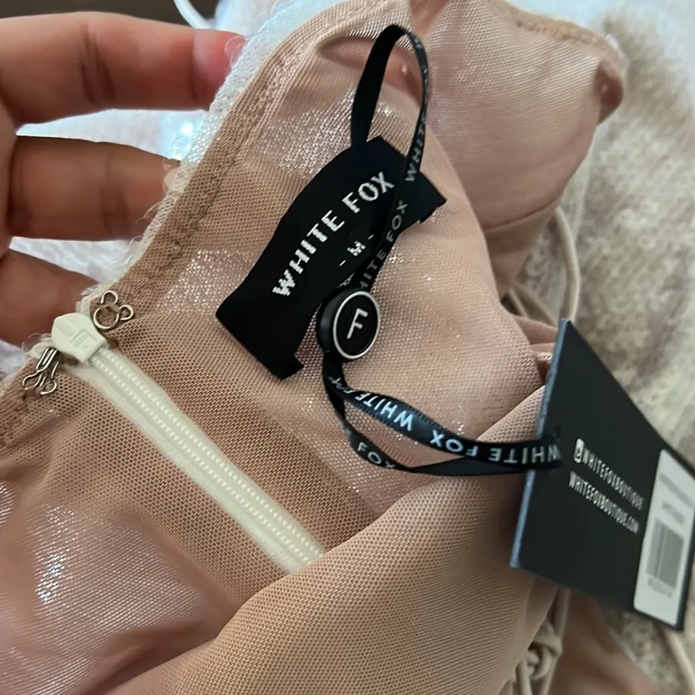 NWT White Fox Misery Business Maxi Dress White Sequin Gown Medium - Image 8