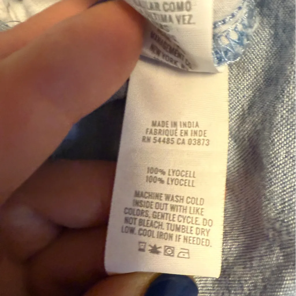 Aerie High Waisted Linen Ruffle Shorts Denim Chambray Size L Pockets - Image 7