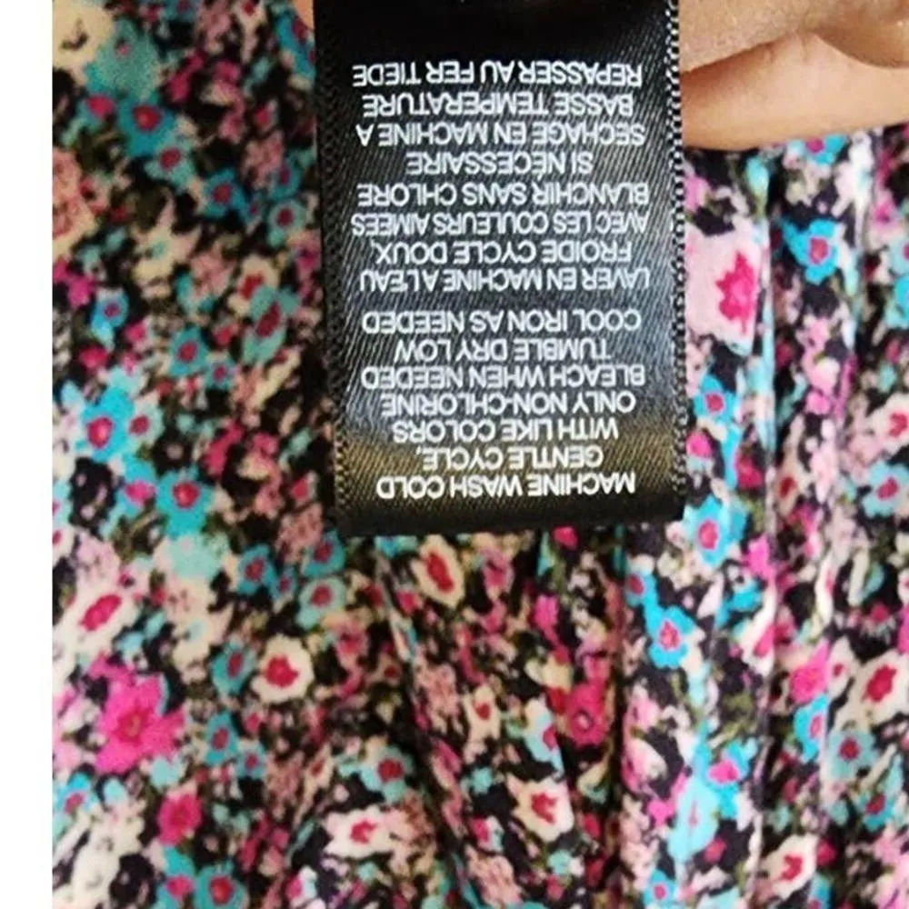 AFRM Nordstrom Floral Long Sleeve Bodysuit Black Multi XS NEW - Image 5