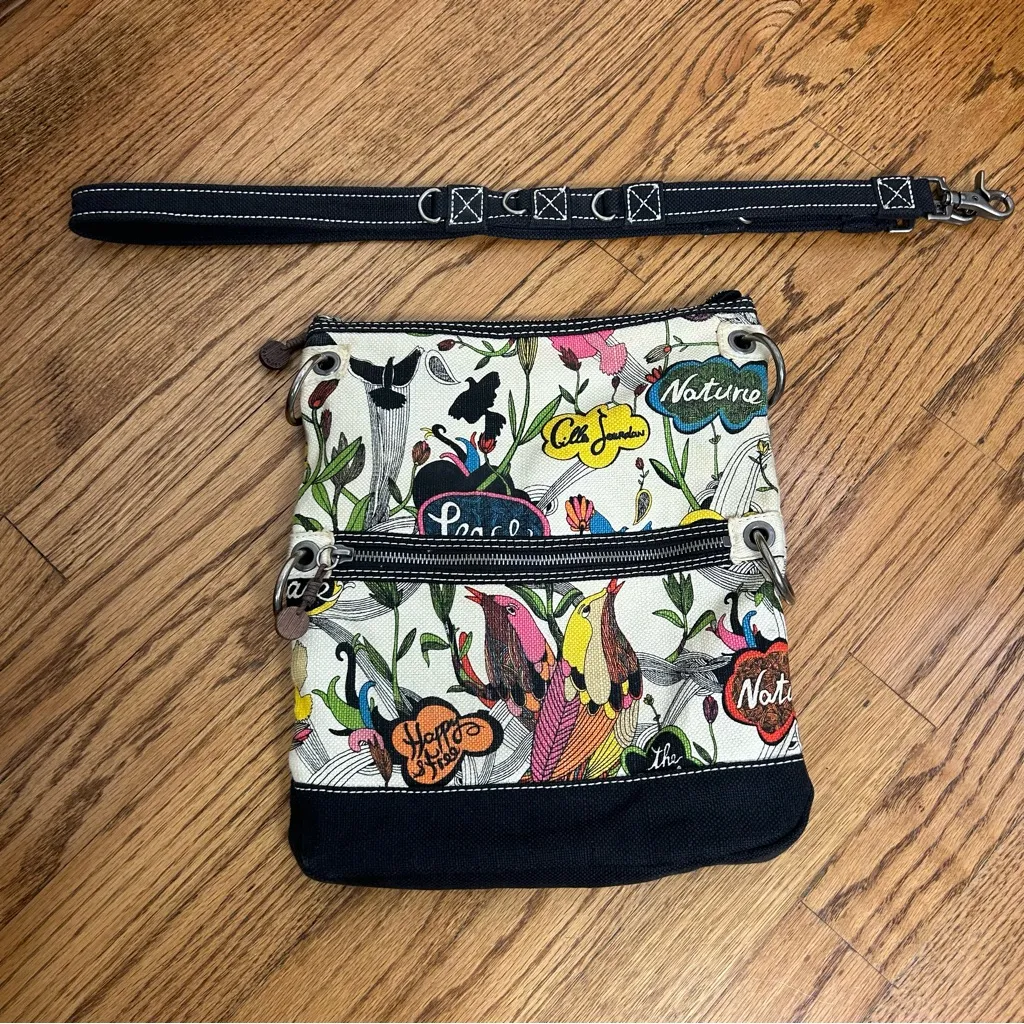 SAKROOTS Peace And Love Two In One Multi Colored Canvas Crossbody Purse - Image 6