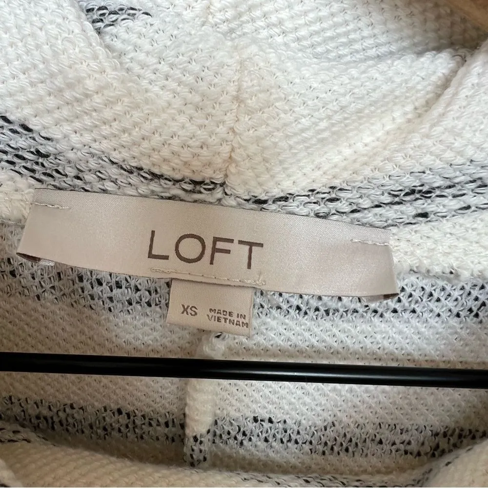 Loft Striped Cowl Neck Top Size XS in Whisper White Pullover Split Hem Sweater - Image 6