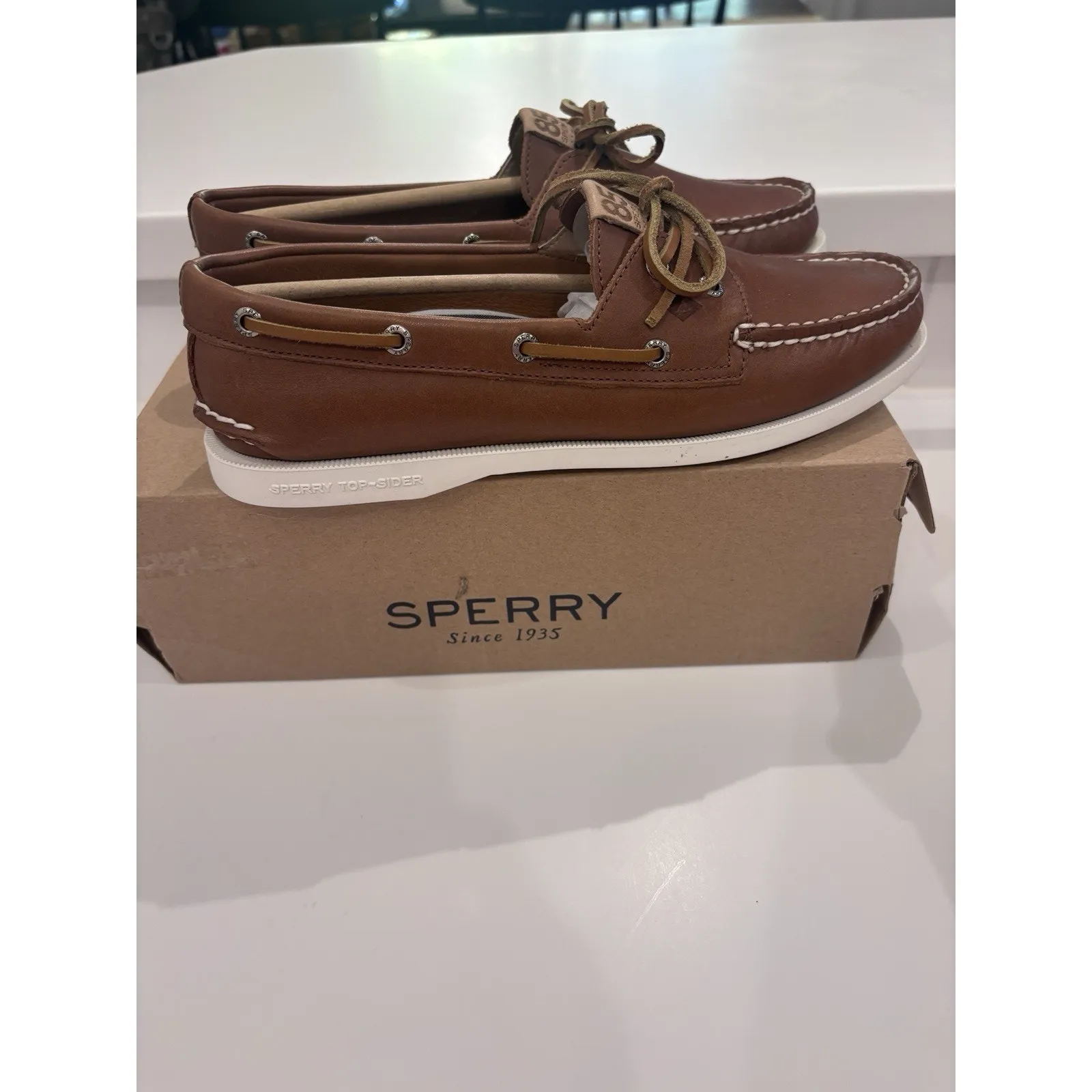 New Sperry Womens Authentic Original 2 Eye Lace Boat Shoe Loafer Tan Sz 8.5 85th - Image 2