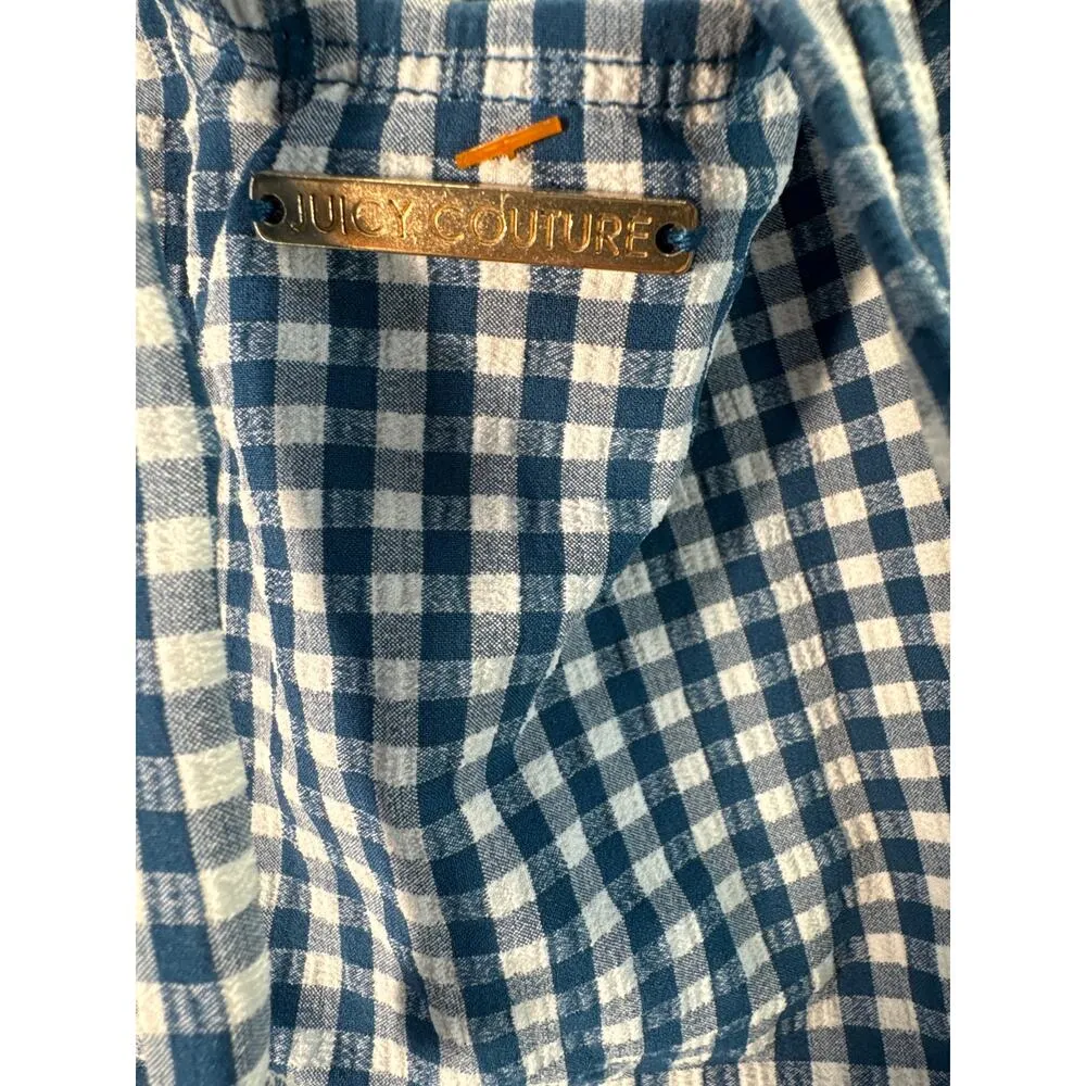 Juicy Couture Seersucker Lined Blue Gingham Zipper Front women sz L - Image 5