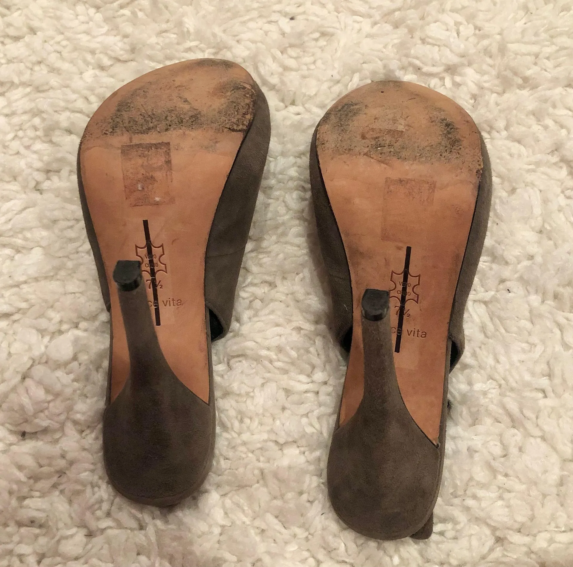 Leather Suede Slingback Heels Grey 7.5 - Image 9