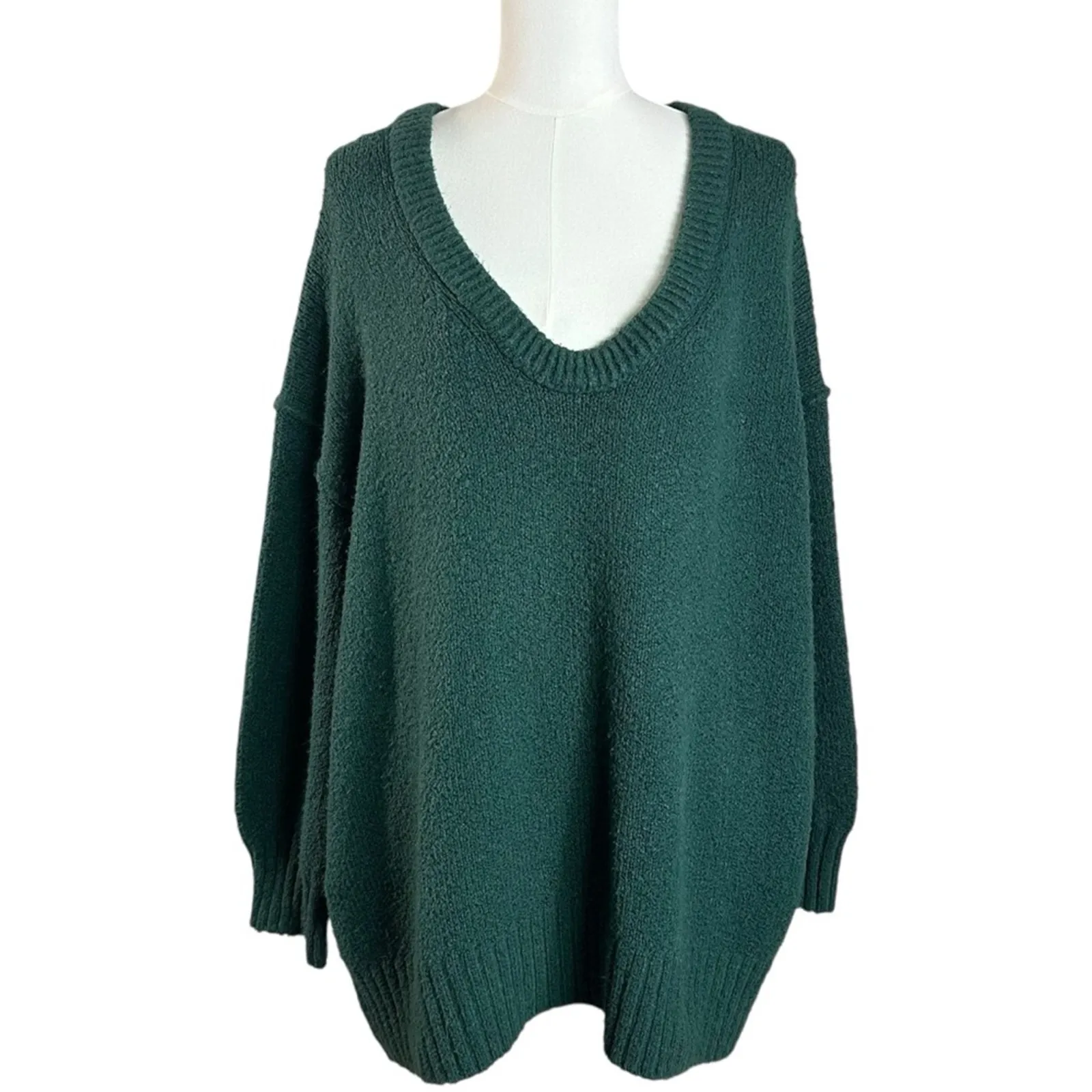 Free People Retro 90s Brookside Slouchy Tunic Sweater Pine Forest Green Large - Image 7