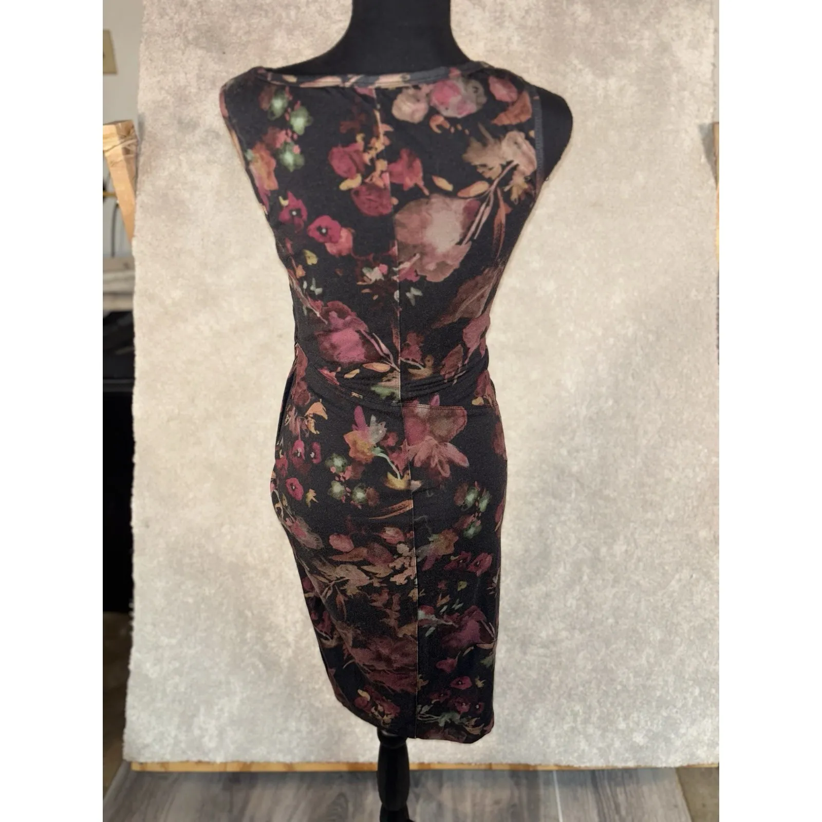 Peruvian Connection Dress Xs Floral Sheath Stretch Faux Wrap Old Money Classic - Image 3