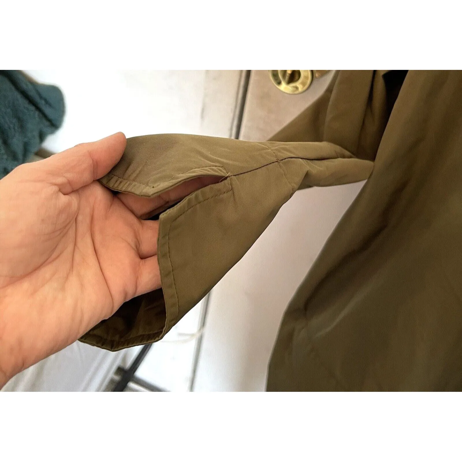 OOF Wear Womens Size XL Trench Coat Jacket Army Military Minimalist Minimal Green - Image 7