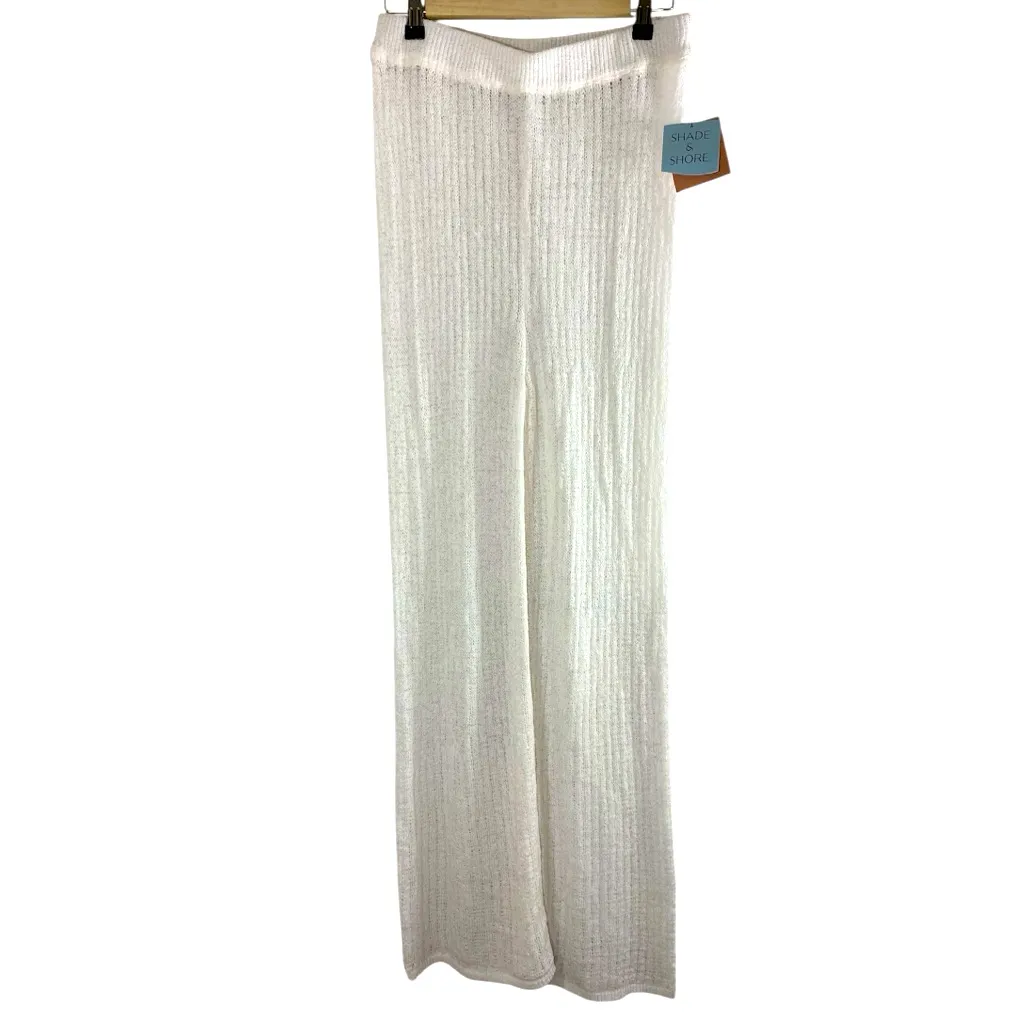 Shade & Shore Women’s M (8/10) white knitted beach coastal swim coverup pants - Image 2