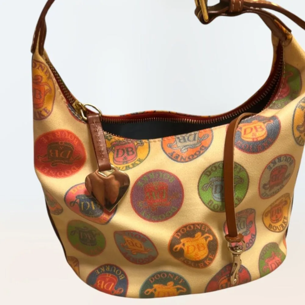 Dooney & Bourke  Vintage Medallion Coated Canvas Small Shoulder Bag Heart Charm - Image 5