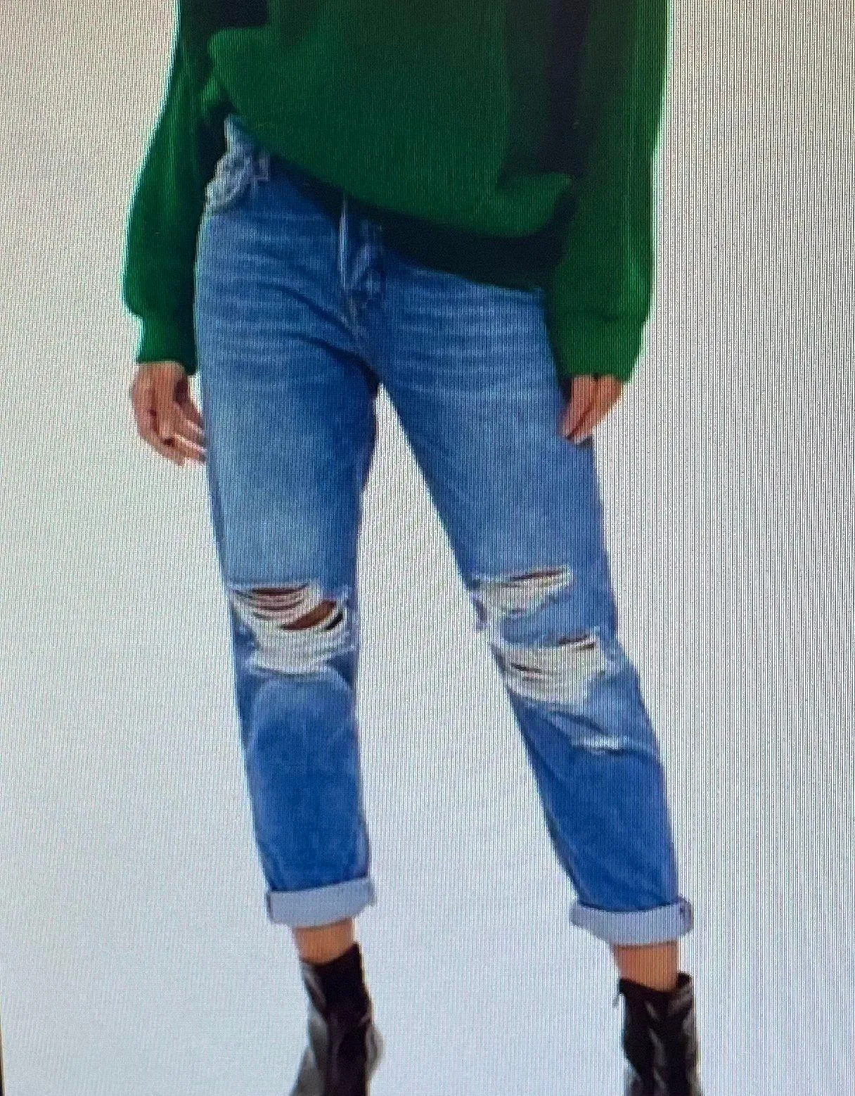 Topshop Moto Hayden Boyfriend Distressed Ripped Light Blue Jeans, size 26x30” - Image 2