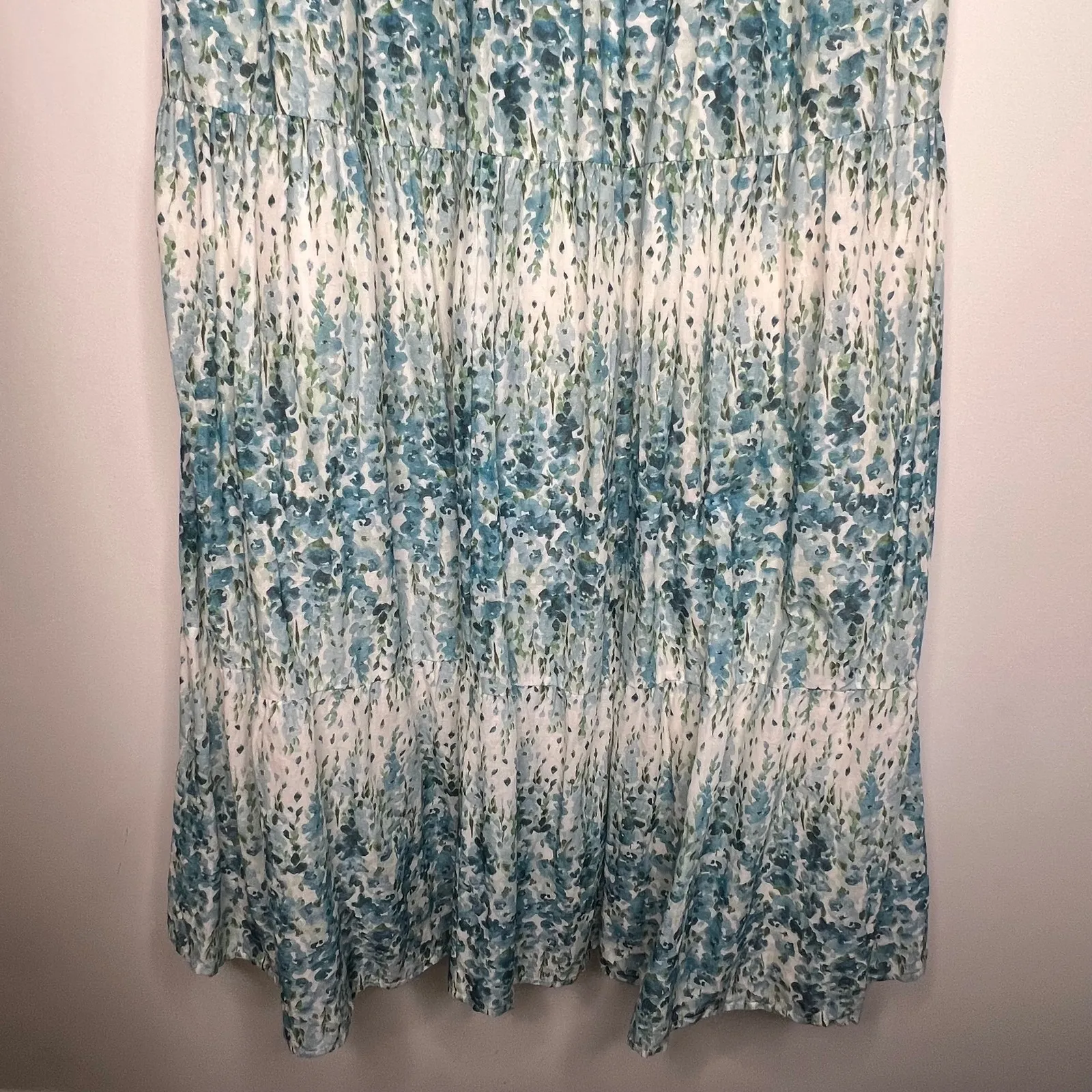 Christy Dawn Blue & Green Floral Basil Maxi Dress Size XL - Image 9