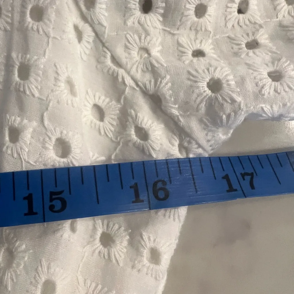 Draper James RSVP Eyelet XS White Textured Puff Sleeve Dress Tie Waist NWOT - Image 8