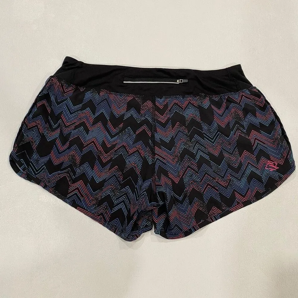 Rabbit Running Shorts Multicolor Zig Zag Print Black Size Medium - Image 2