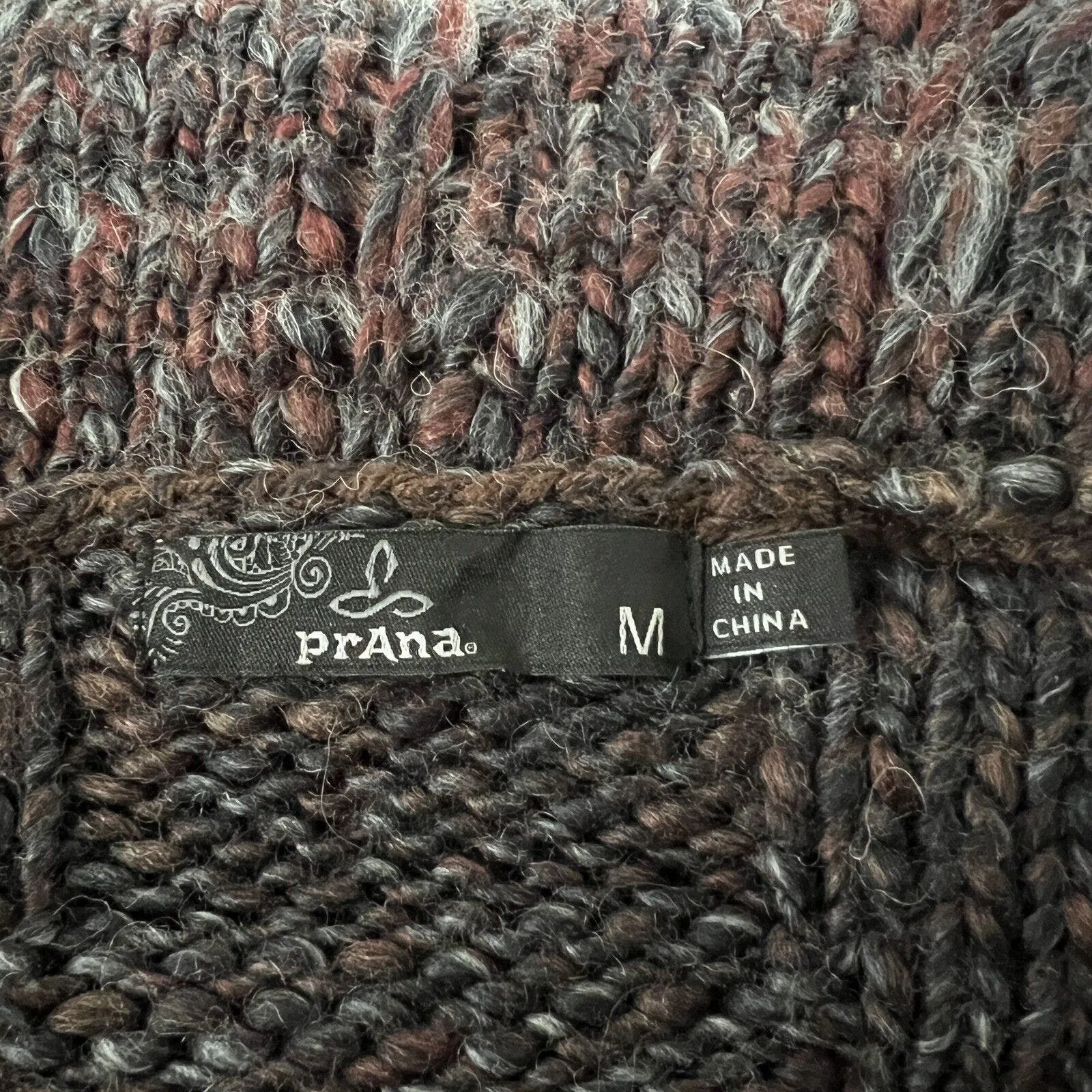 Prana Sweater‎ Womens Medium Dusk Blue Red Marled Rosewood Wrap Cardigan Casual - Image 5