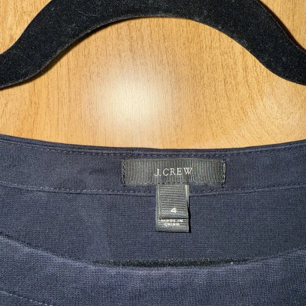 J. Crew Navy Knee Length Shift Dress Size 4 Blue - Image 3