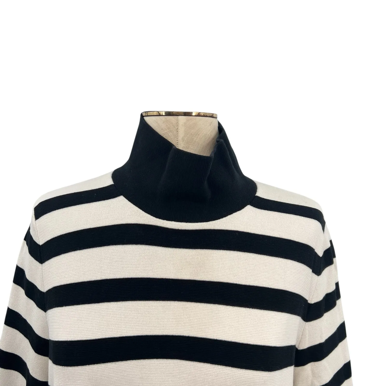 COS A-Line Roll Neck Top Sweater Striped Black Cream Size‎ Small - Image 4