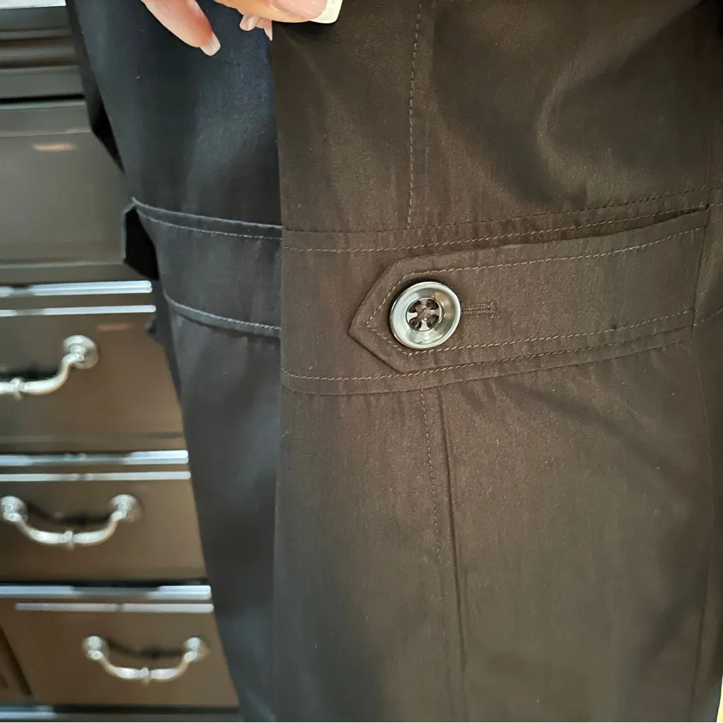 Relativity Black Button Front Trench Coat Size Large - Image 8