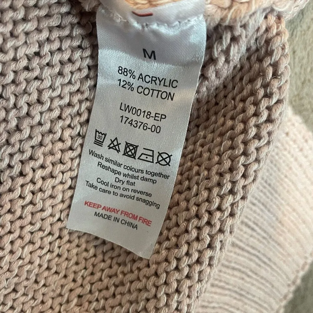 Cupcake Clothing Acrylic Blend Light Pink Knit Sweater Patch Sleeves Sz Medium - Image 3