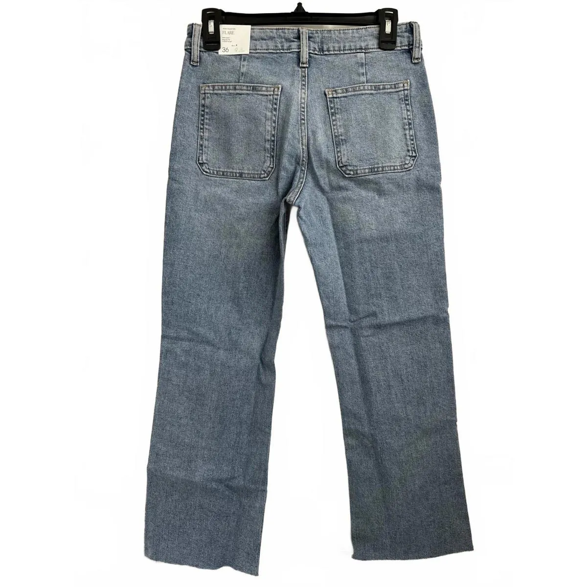 Mango Flared Cropped Jeans with Pockets Alex Medium Blue NWT Size 4 - Image 4