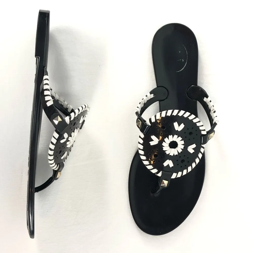 Jack Rogers Georgica‎ Jelly Plastic Flip Flop Sandal in Black White Size 10 - Image 2