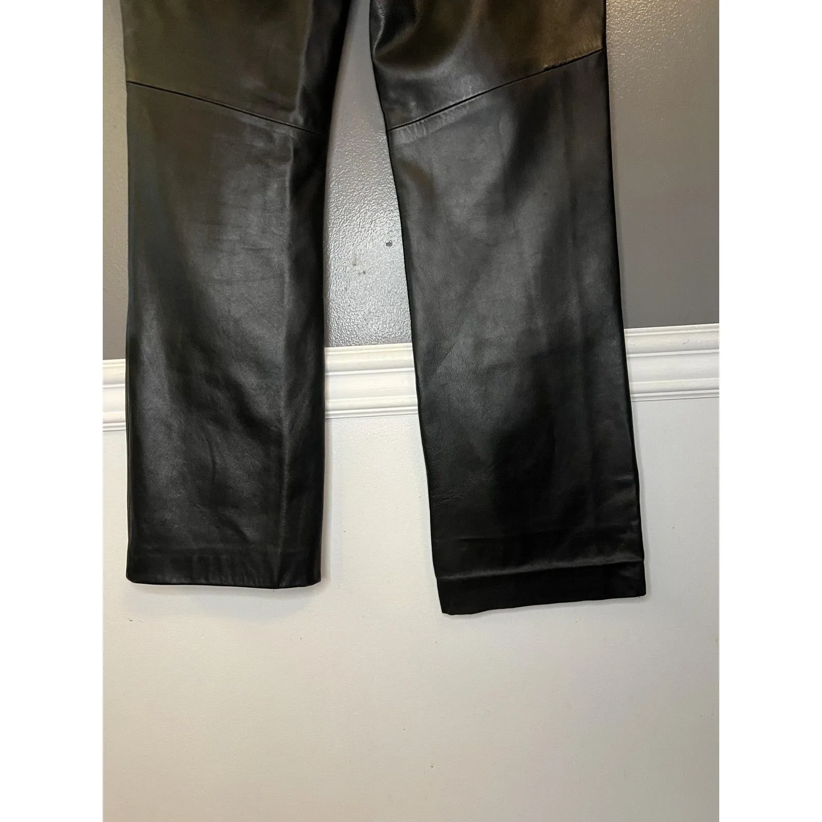 Valerie Stevens Pants Womens 8 Black Leather Straight Leg Lined Zip Front - Image 7