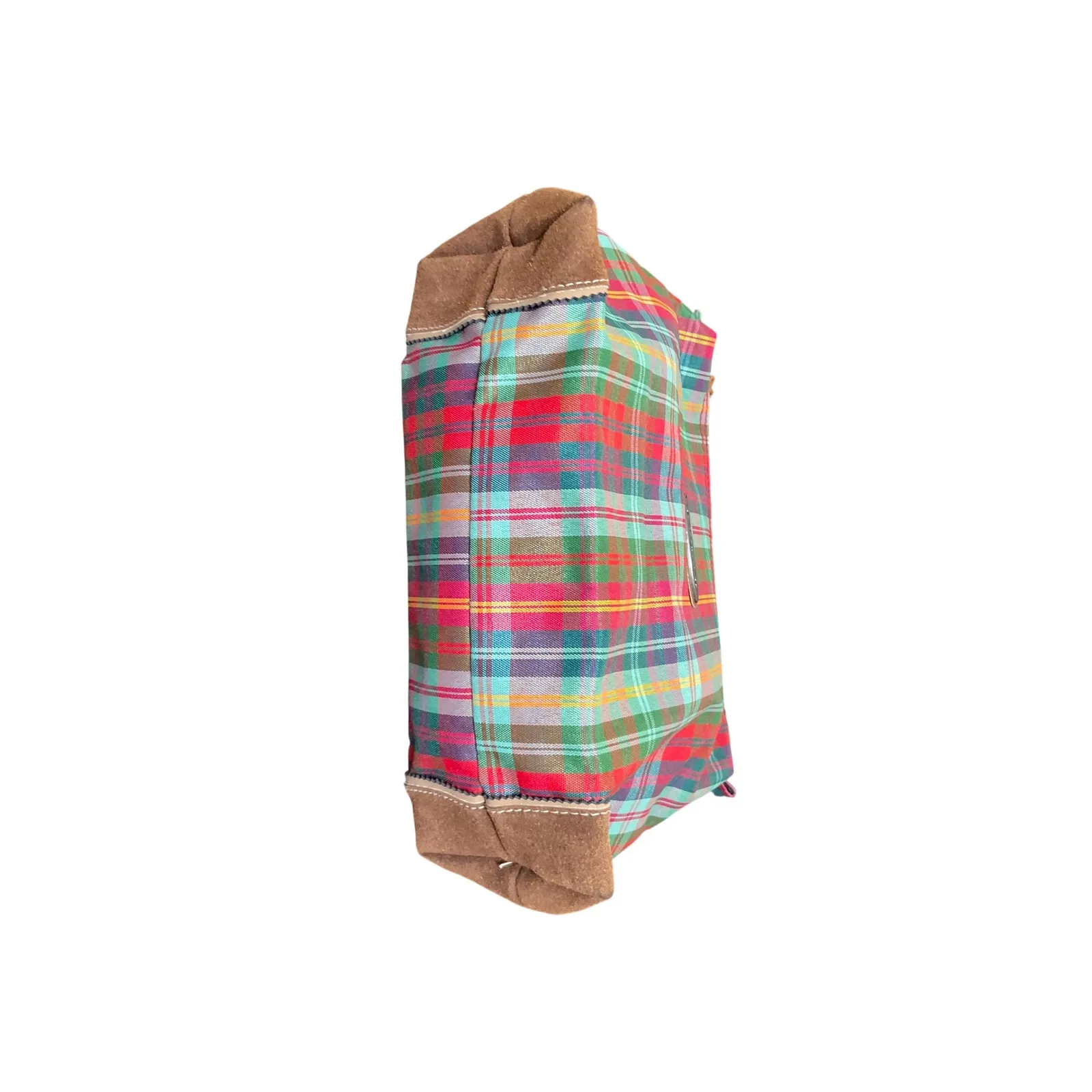 Esprit Plaid Cosmetic Bag Pouch Travel Makeup Toiletry Organizer Red Green Tan - Image 4