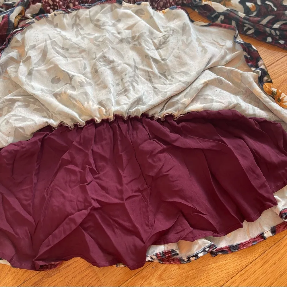 Free People Bali Aveline Velvet Mini Smoked Dress Size Small Purple Floral - Image 12