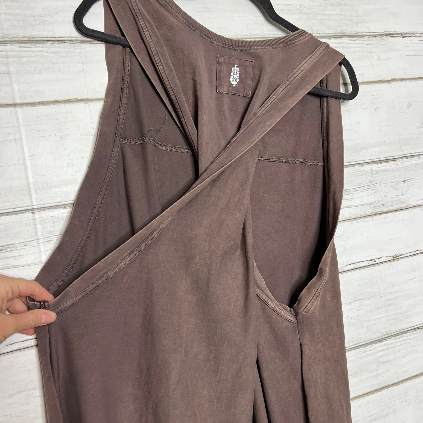 Free People Movement Hot Shot Twist Onesie Jumpsuit Charcoal Brown Size XL - Image 9