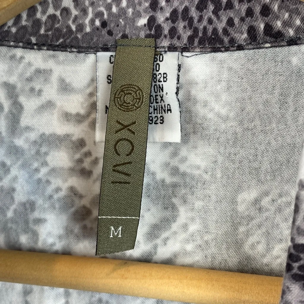 XCVI Gray & White Snake Reptile Animal Print Long Sleeve Zip Jacket M - Image 4