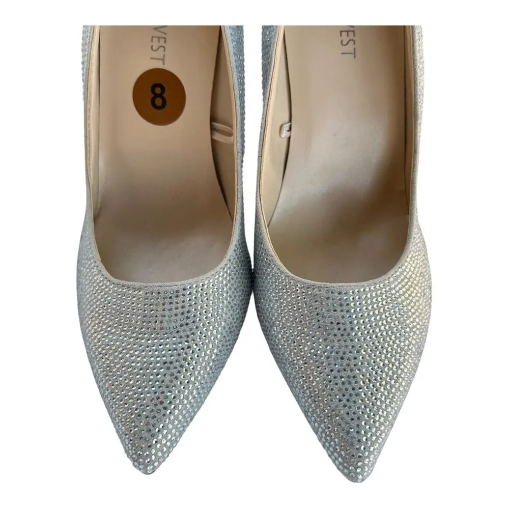 Nine West "Tatiah" Silver Embellished Glam Pointed Toe Pumps, Women's Size 8 NEW - Image 5