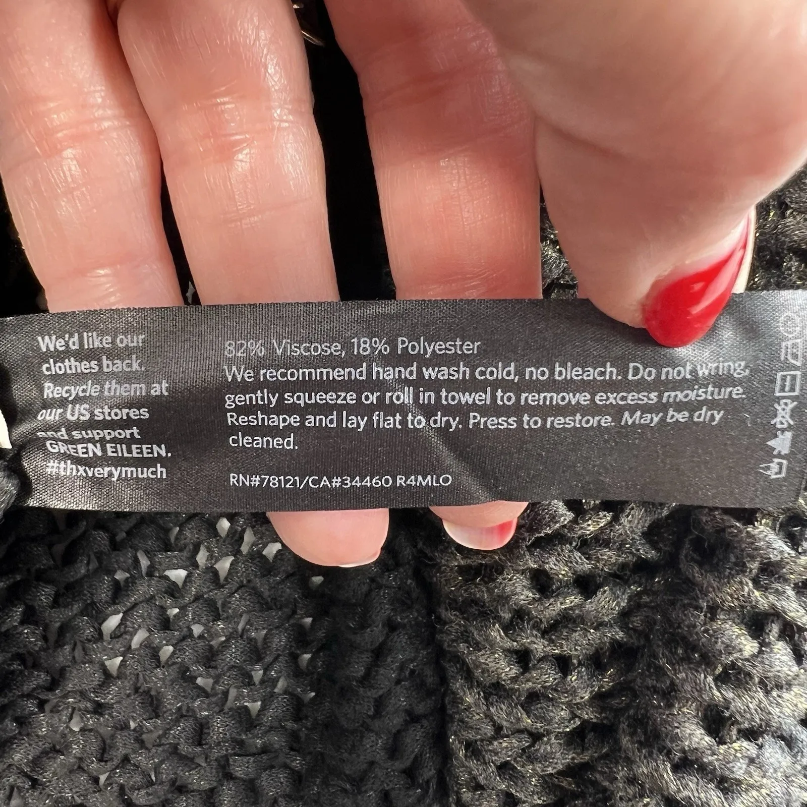 EILEEN FISHER L Large Cardigan Sweater Open Front Chunky Knit 3/4 Sleeve Shimmer - Image 5