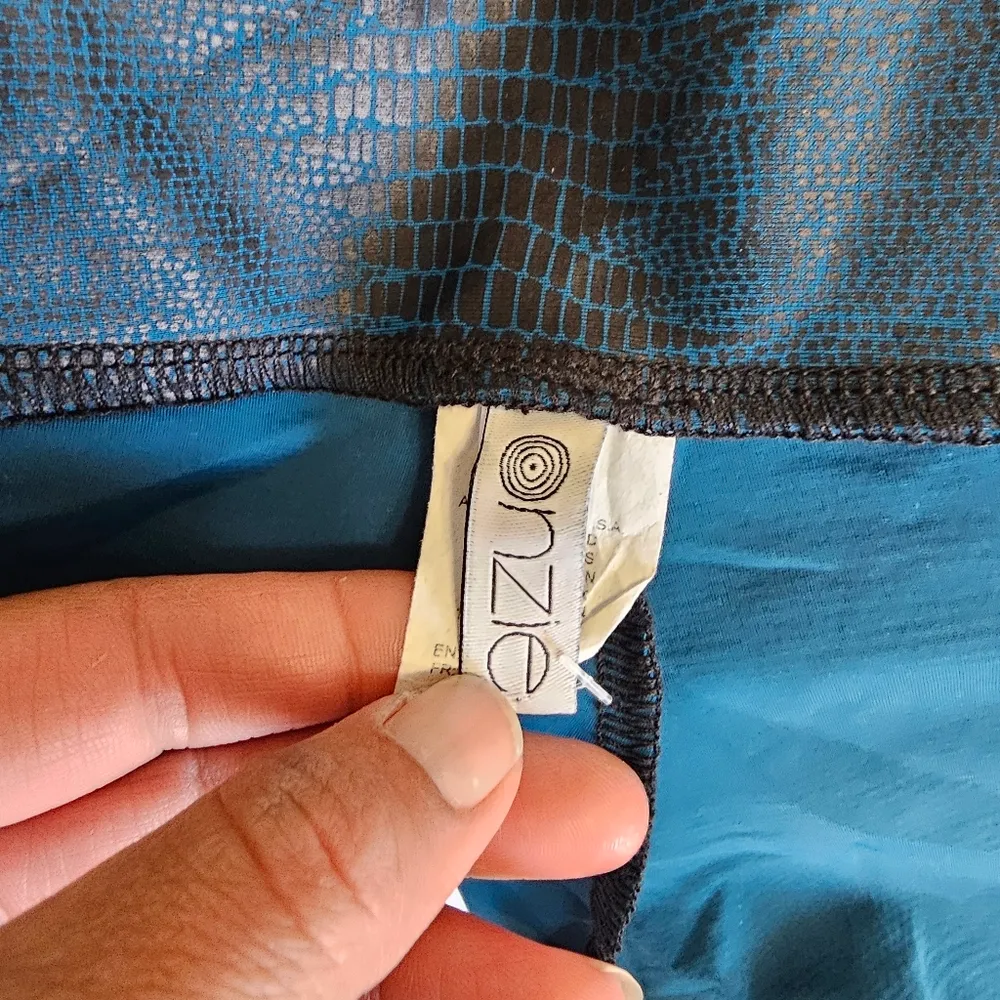 Onzie Fiji Teal & Black Reptile Full Length Leggings Size XS - Image 6