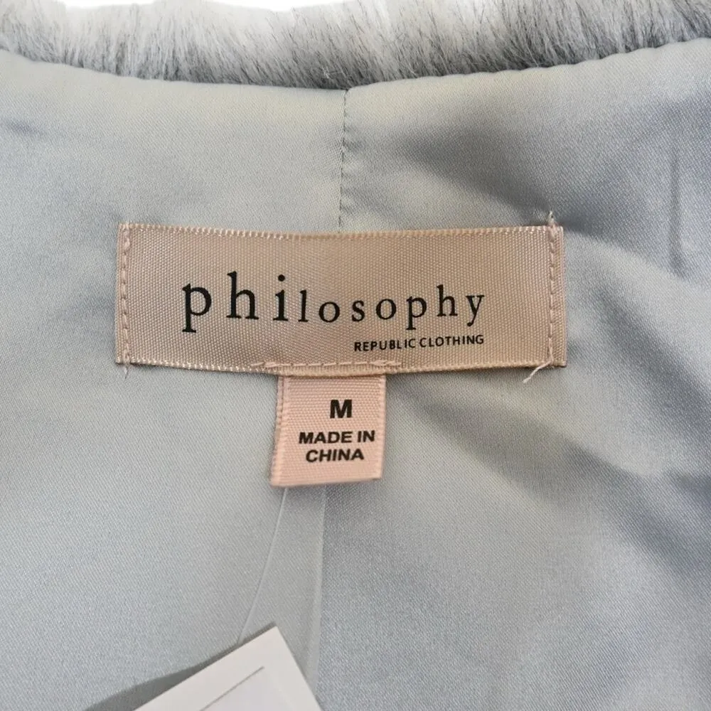 Philosophy Womens M Gray Faux Fur Vest NEW - Image 7