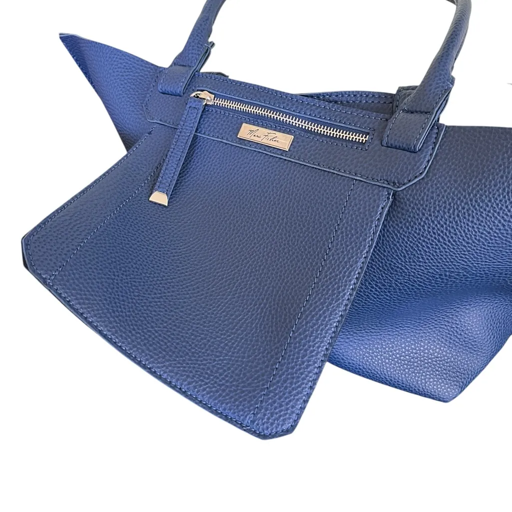 Marc Fisher pebbled faux leather blue tote bag - Image 4
