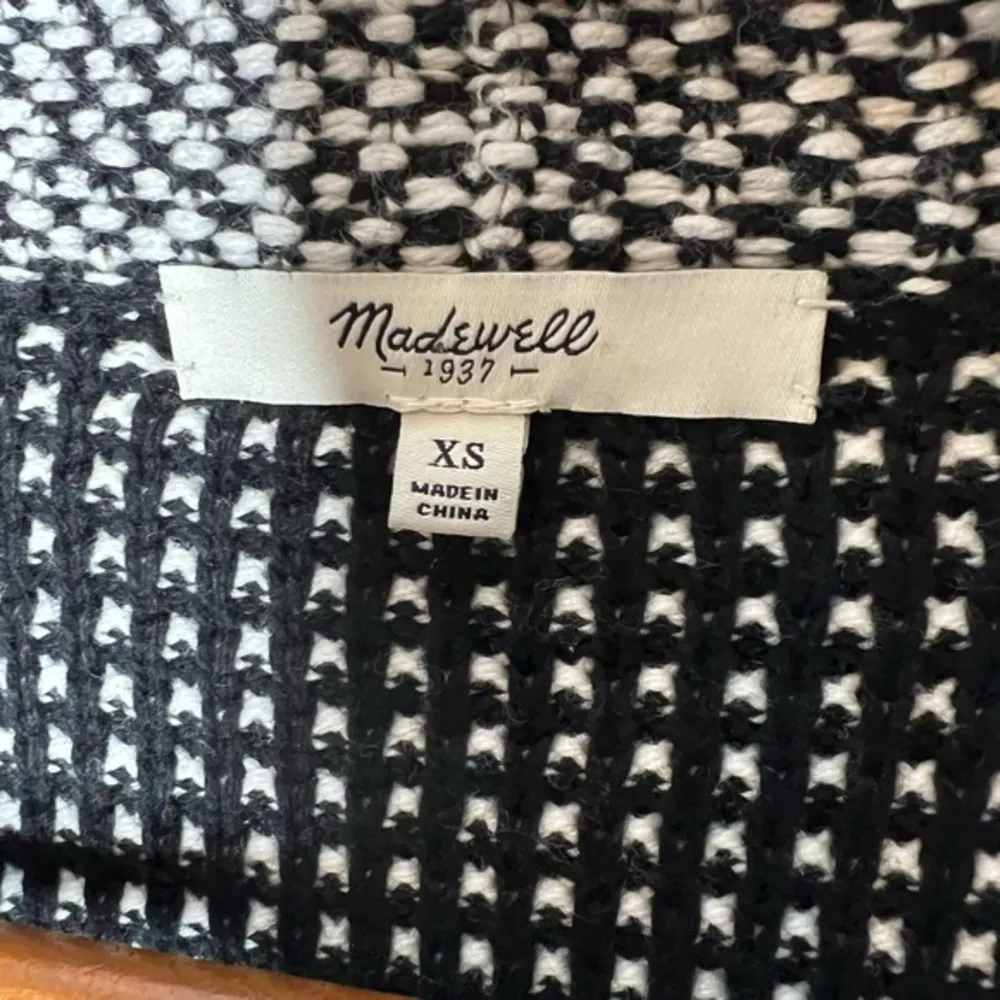 Madewell Cocoon Cardigan XS Extra Small Black White Knit Tweed Open Jacket Women - Image 9