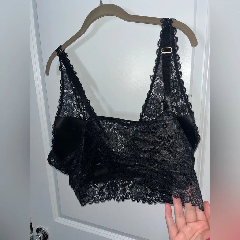 Daisy Fuentes Black Lace Dainty Babydoll Floral Whimsigoth Victorian Bralette 2X - Image 2
