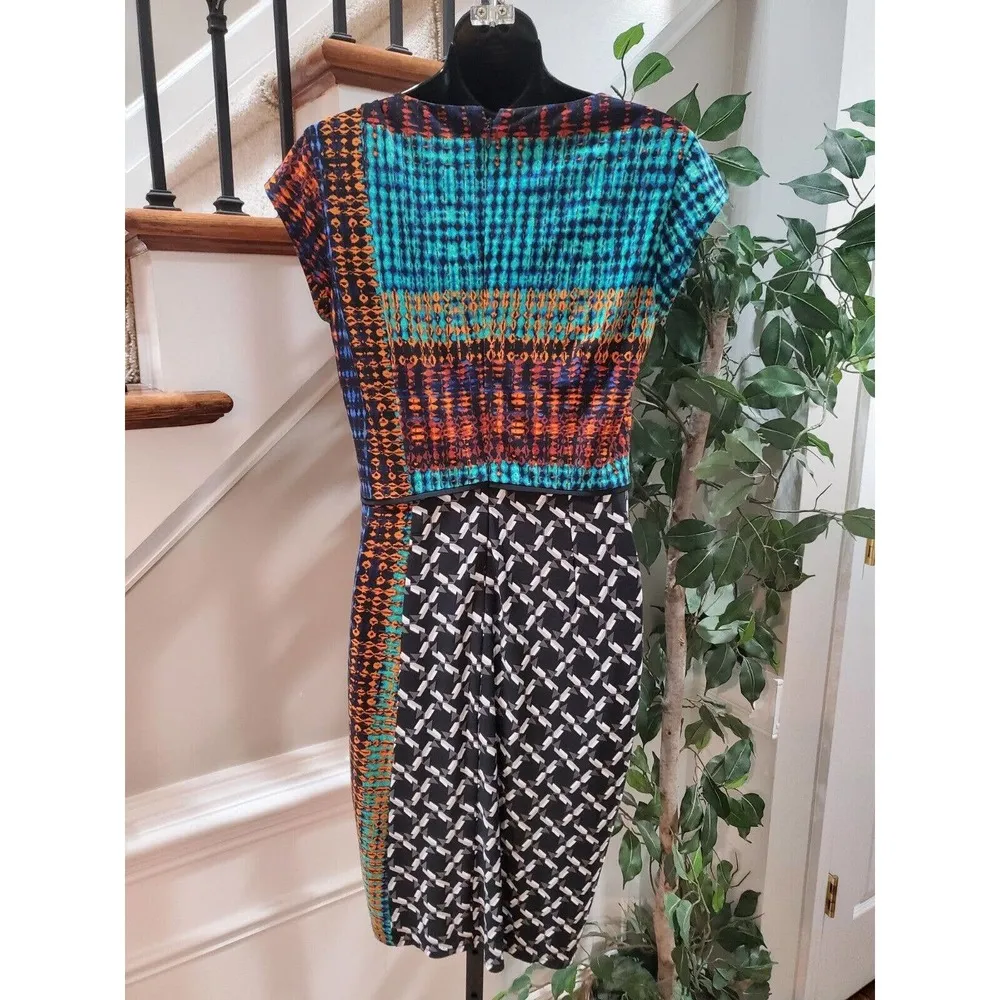 Laundry Women's Multicolor Polyester Round Neck Short Sleeve Knee Length Dress 2 - Image 5