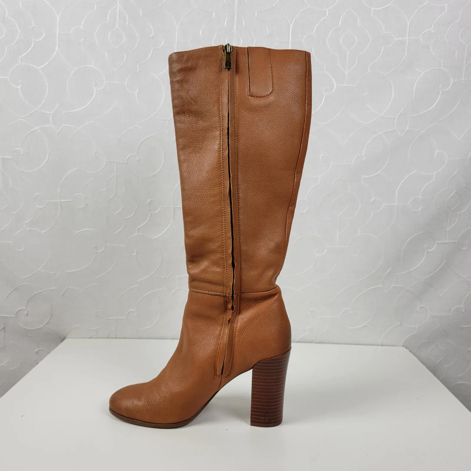 Kenneth Cole NY Justin Womens Boots Size 8.5 Cognac Leather Knee‎ High Round Toe Brown - Image 11