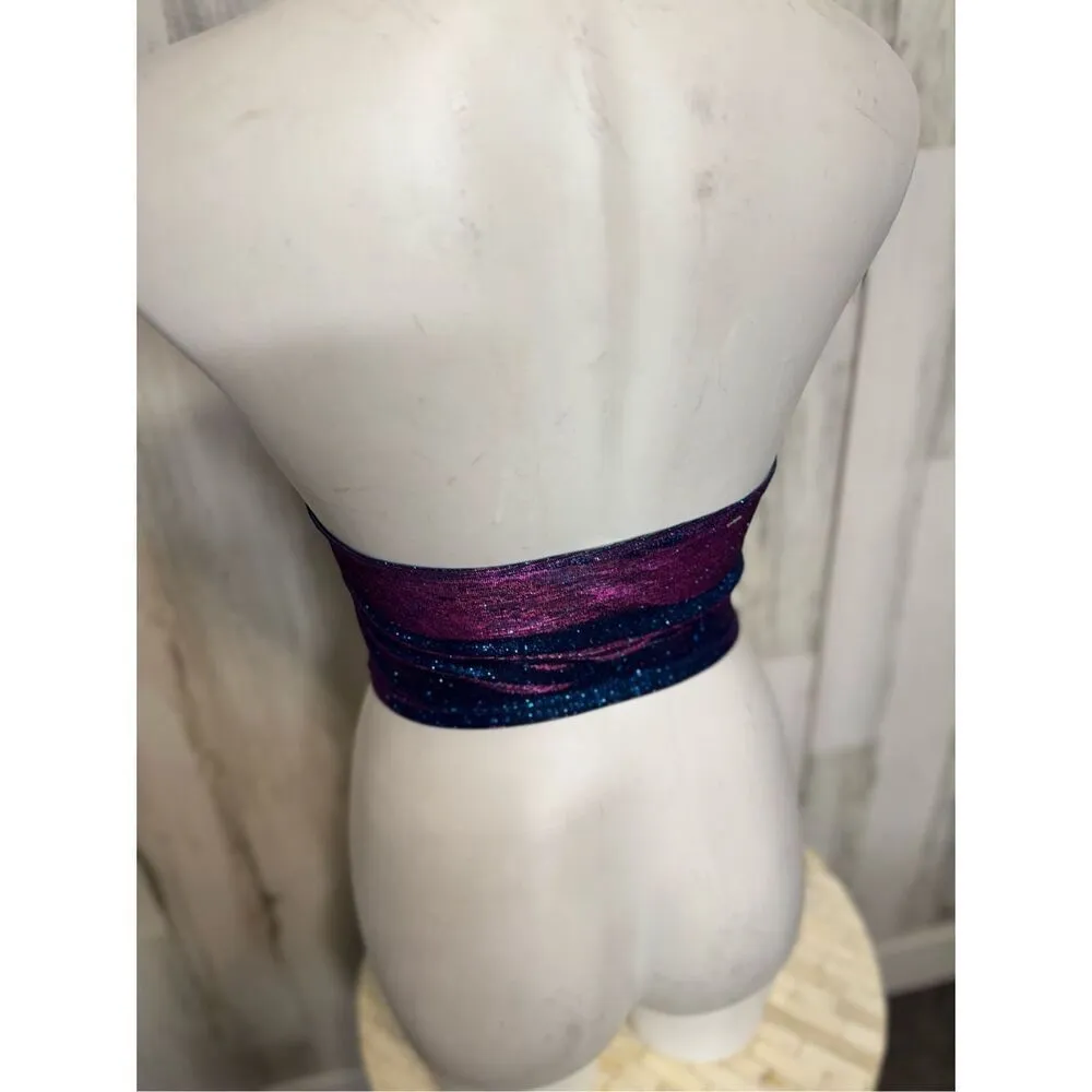 Bear Dance Blue Glitter Lace-Up Tube Top Corset – Size L - Image 11